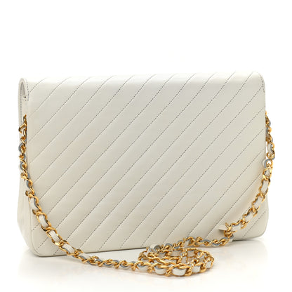 Chanel Lambskin Diagonal Quilted Small Single Flap White 3 of 12