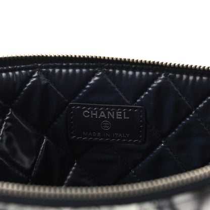 Chanel Nylon Quilted Medium Cat Emoticon Cosmetic Case Navy Grey Ecru 6 of 7
