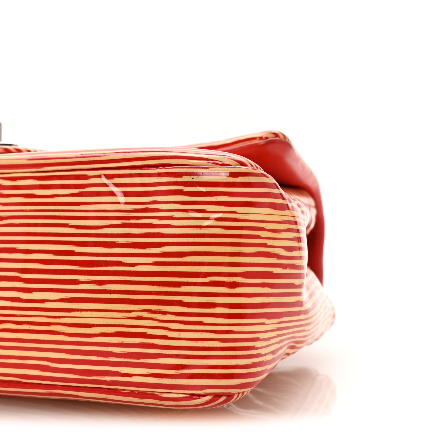 Chanel Patent Calfskin Striped Mini Rectangular Flap Red 10 of 10