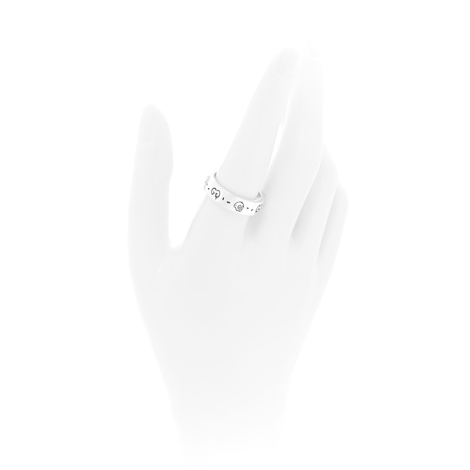 Gucci Sterling Silver Narrow GucciGhost Hamlet Skull Ring 60 9 2 of 6