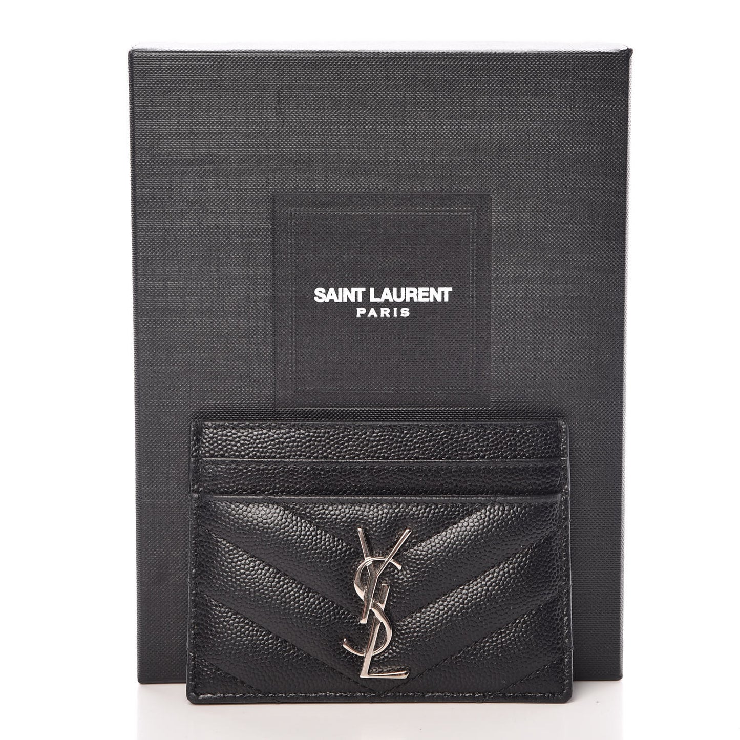Grain De Poudre Matelasse Chevron Monogram Credit Card Case Black