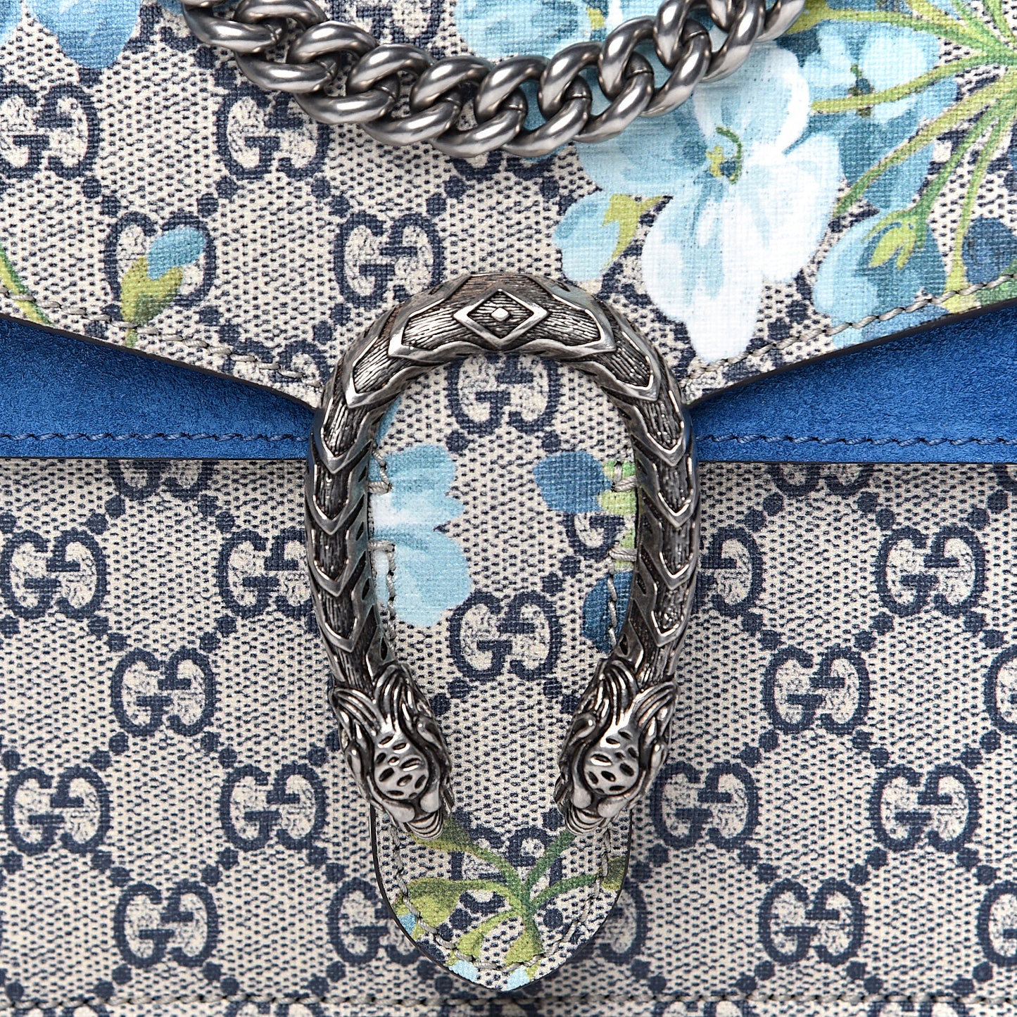 GG Supreme Monogram Blooms Mini Dionysus Shoulder Bag Beige Navy Vintage Blue