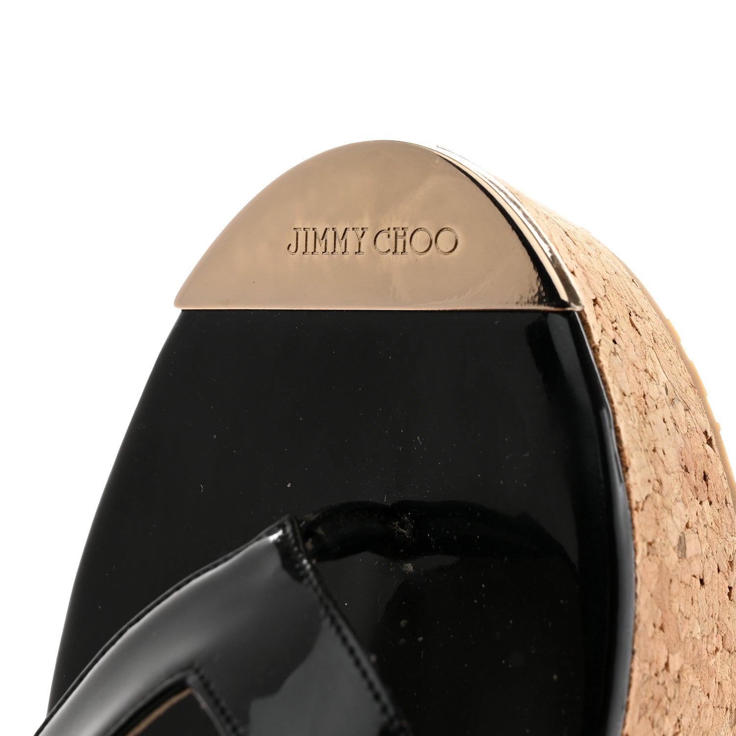 Jimmy Choo Patent Thong Platform Wedge Slide Sandals 37.5 Black 7 of 9