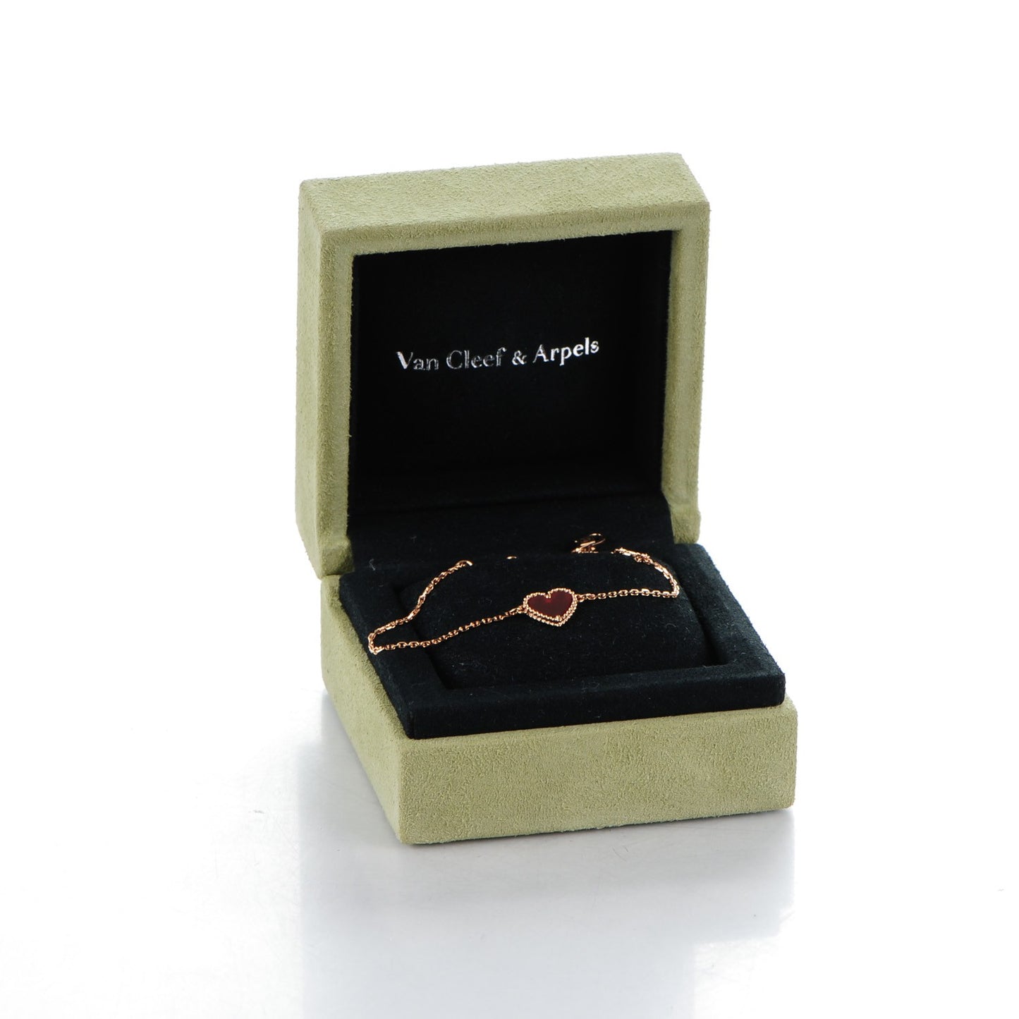 18K Rose Gold Carnelian Sweet Alhambra Heart Bracelet