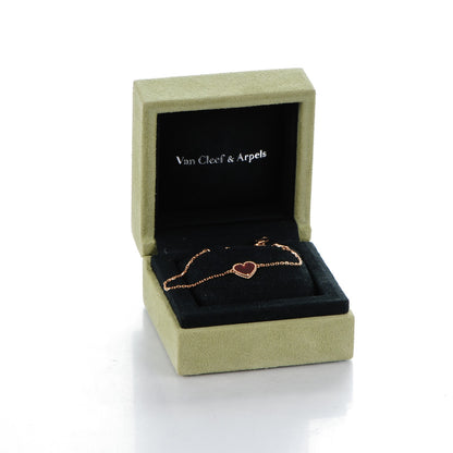 Van Cleef & Arpels 18K Rose Gold Carnelian Sweet Alhambra Heart Bracelet 7 of 7