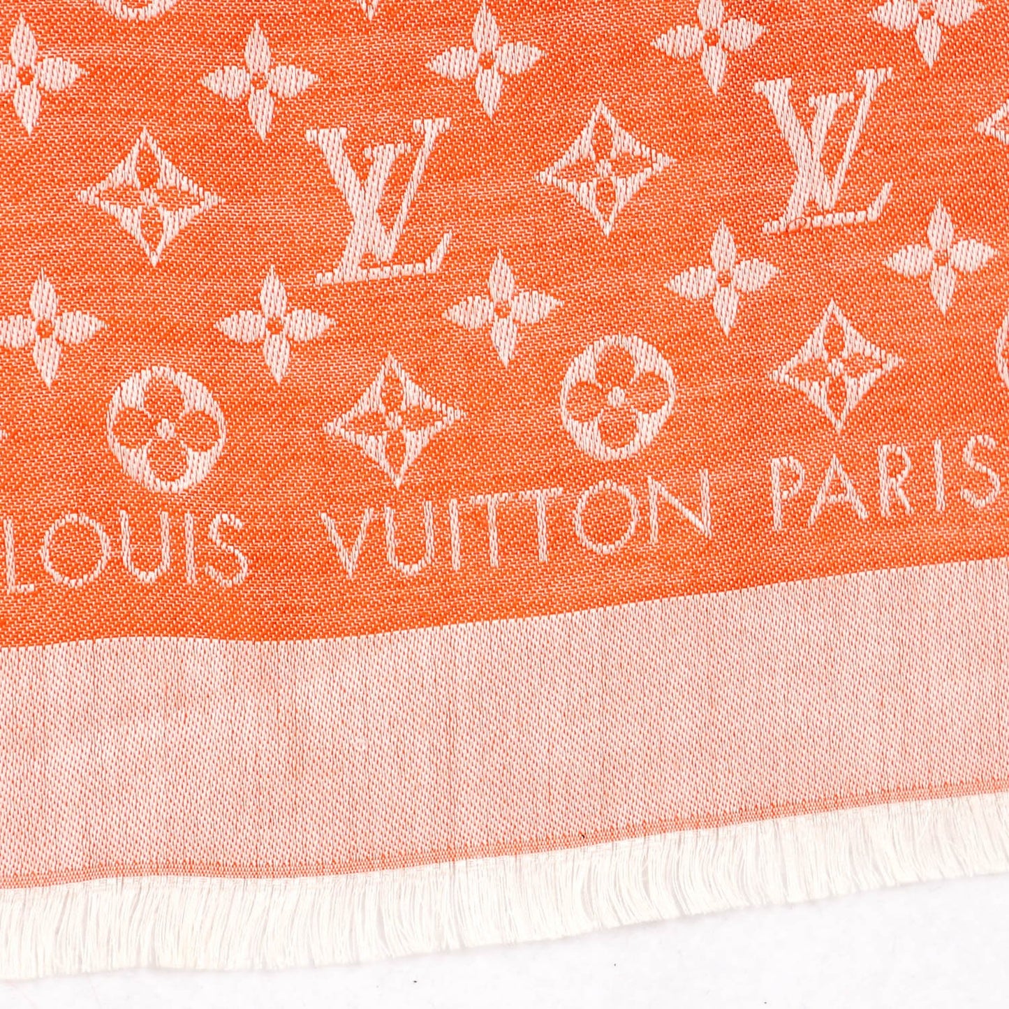 Wool Silk Monogram Denim Shawl Piment