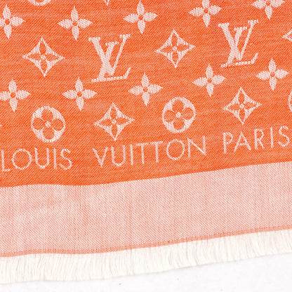 Louis Vuitton Wool Silk Monogram Denim Shawl Piment 3 of 5