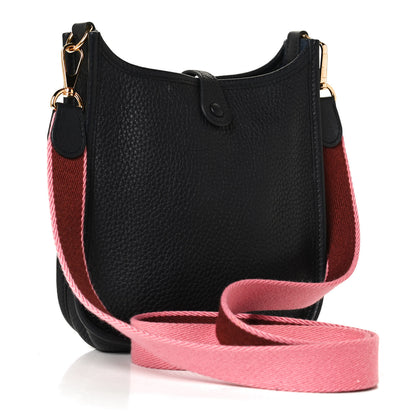 Hermes Taurillon Clemence Amazone Evelyne TPM Bleu Indigo Rose D'Ete Rouge H 2 of 10