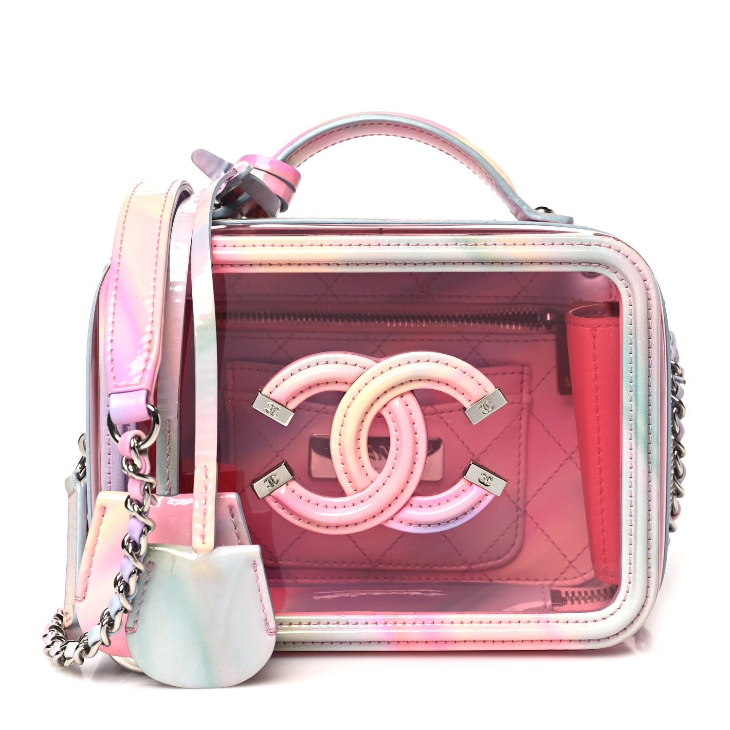 Chanel PVC Patent Calfskin Patent Lambskin Small CC Vanity Case Pink 1 of 11