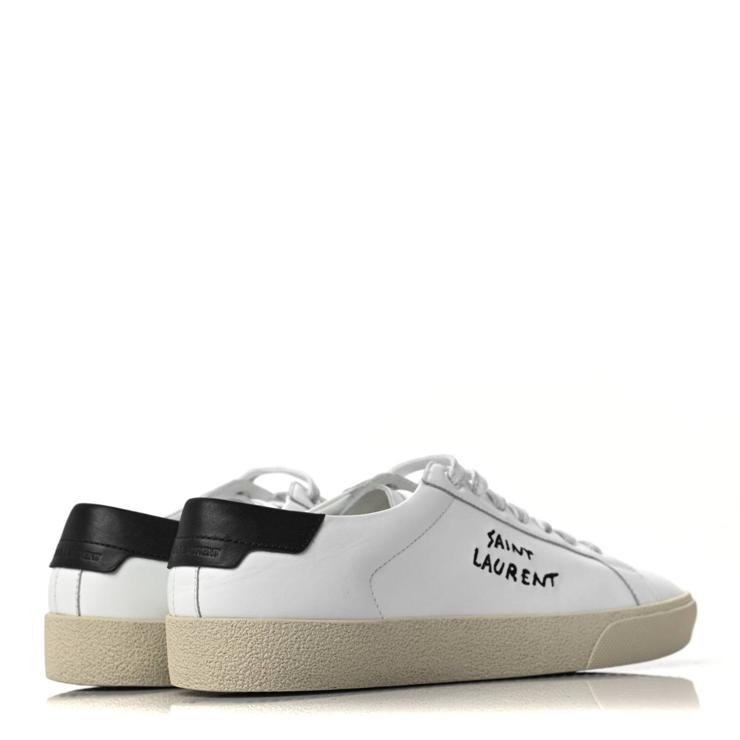 Calfskin Embroidered Court Classic Sneakers 41 White Black