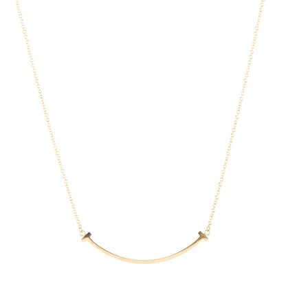 Tiffany 18K Yellow Gold Small T Smile Pendant Necklace 1 of 8