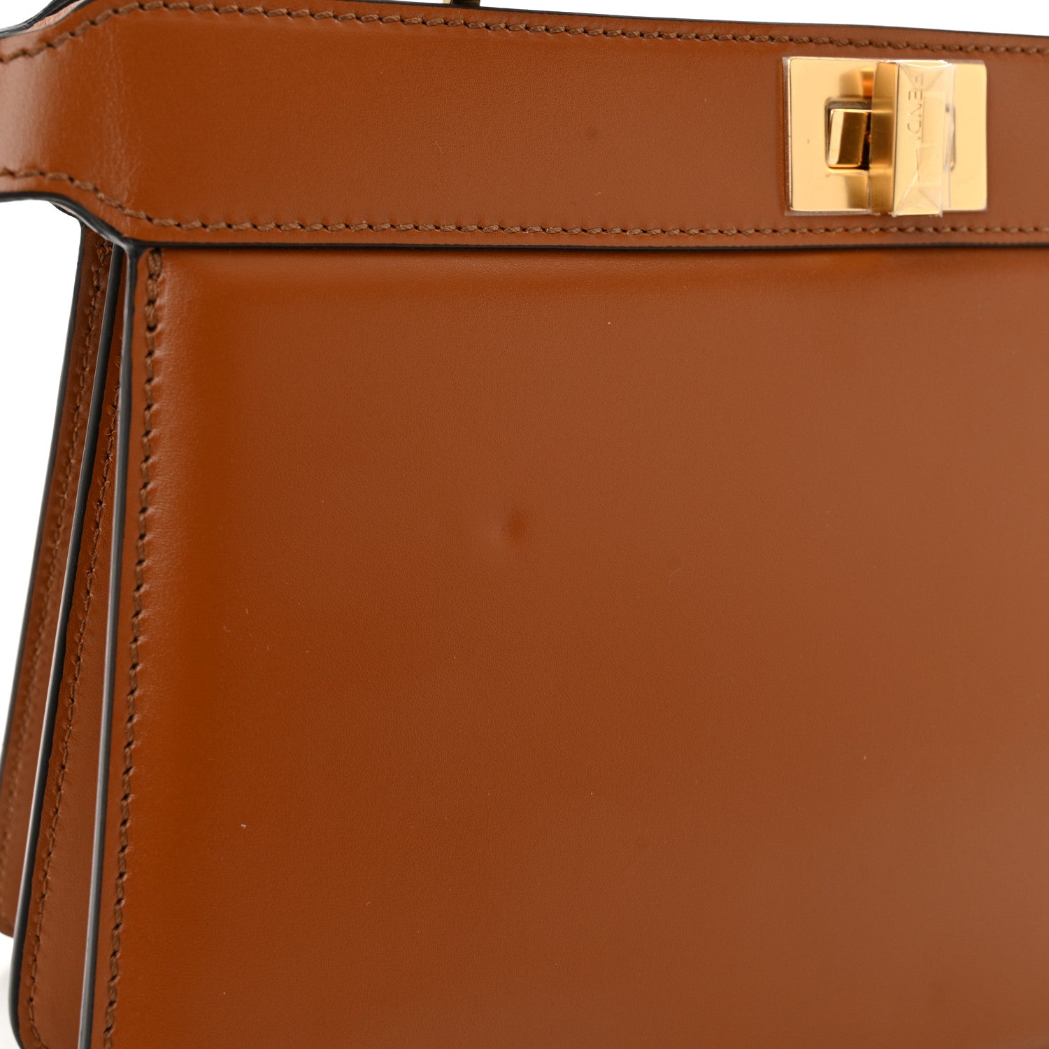 Fendi Vitello King Luxor Shiny Nappa Medium Peekaboo I SEE U East West Satchel Brandy Light Rose 10 of 10