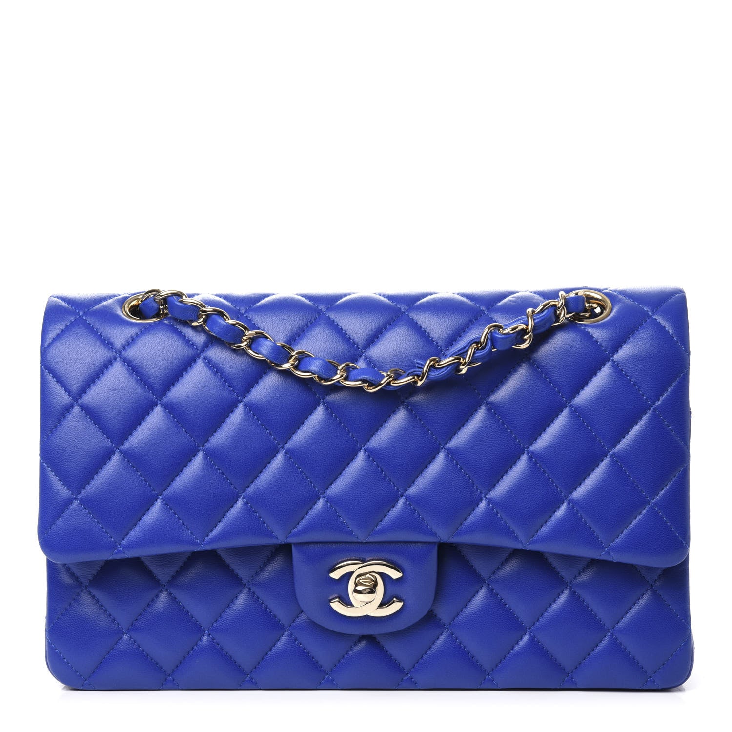 Chanel Lambskin Quilted Medium Double Flap Blue 1 of 9