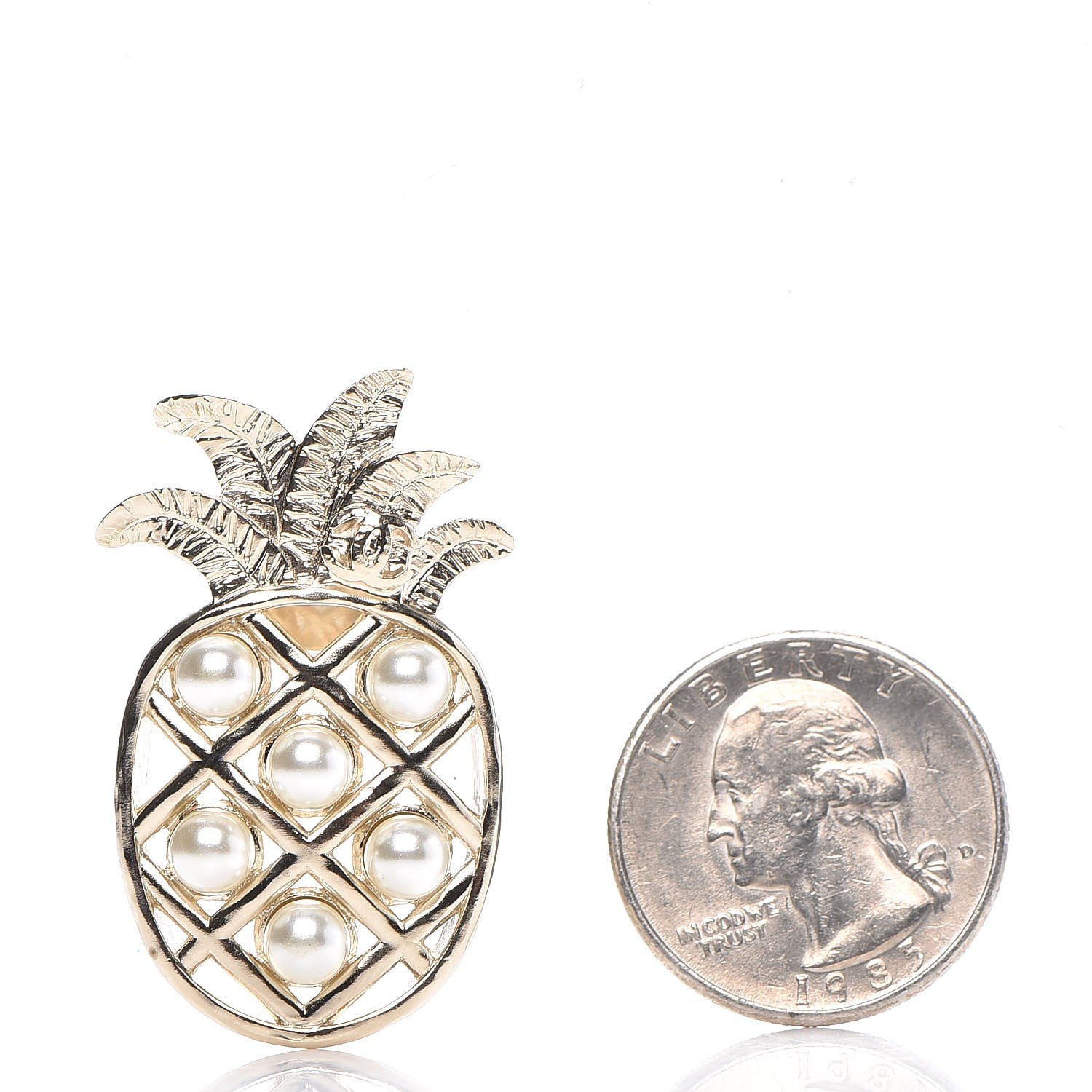 Chanel Pearl Pineapple Brooch Gold 3 of 7