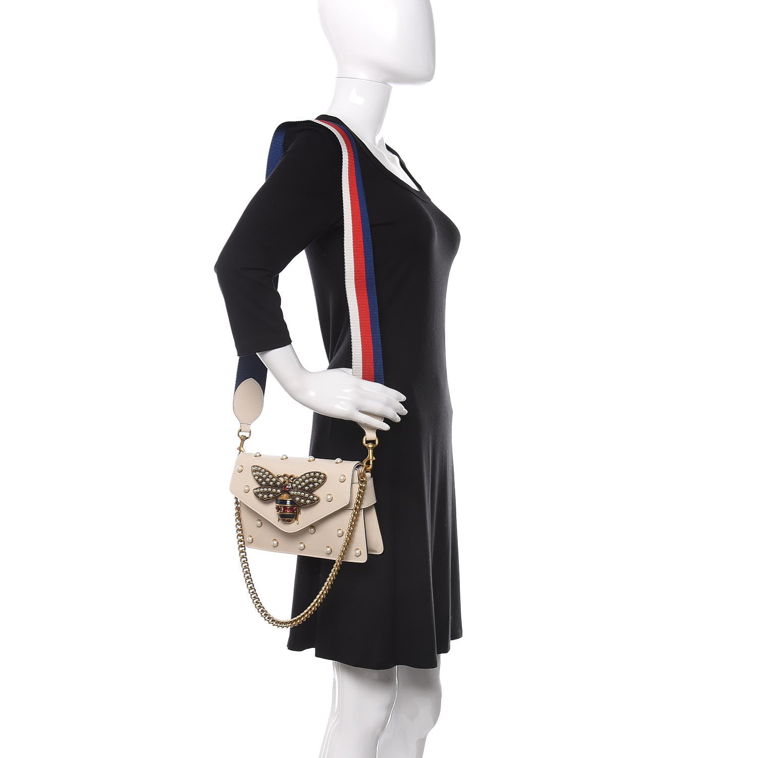 Gucci Nappa Pearl Studded Mini Queen Margaret Broadway Shoulder Bag Mystic White 2 of 11