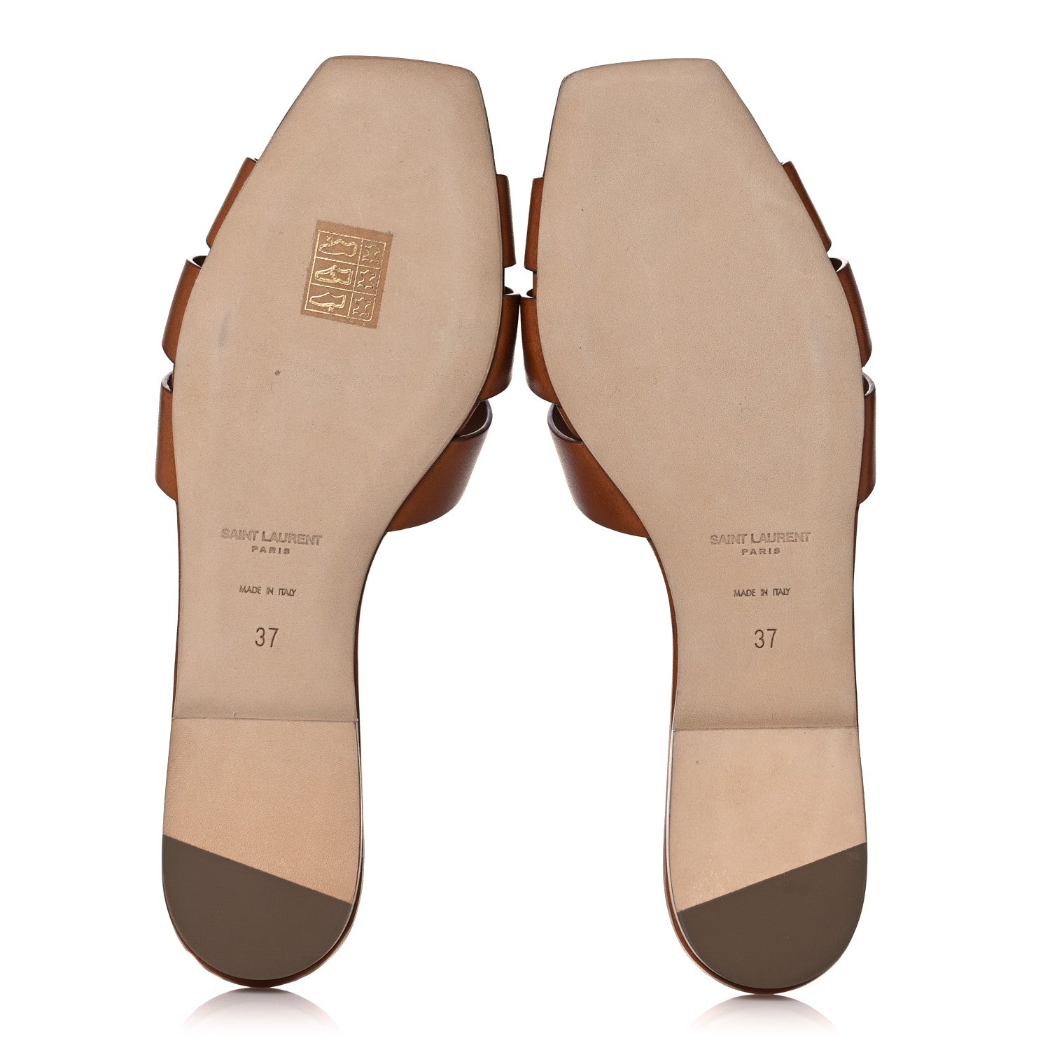 Saint Laurent Calfskin Tribute 05 Slide Sandals 37 Amber 5 of 11
