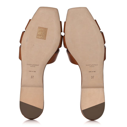 Saint Laurent Calfskin Tribute 05 Slide Sandals 37 Amber 5 of 11