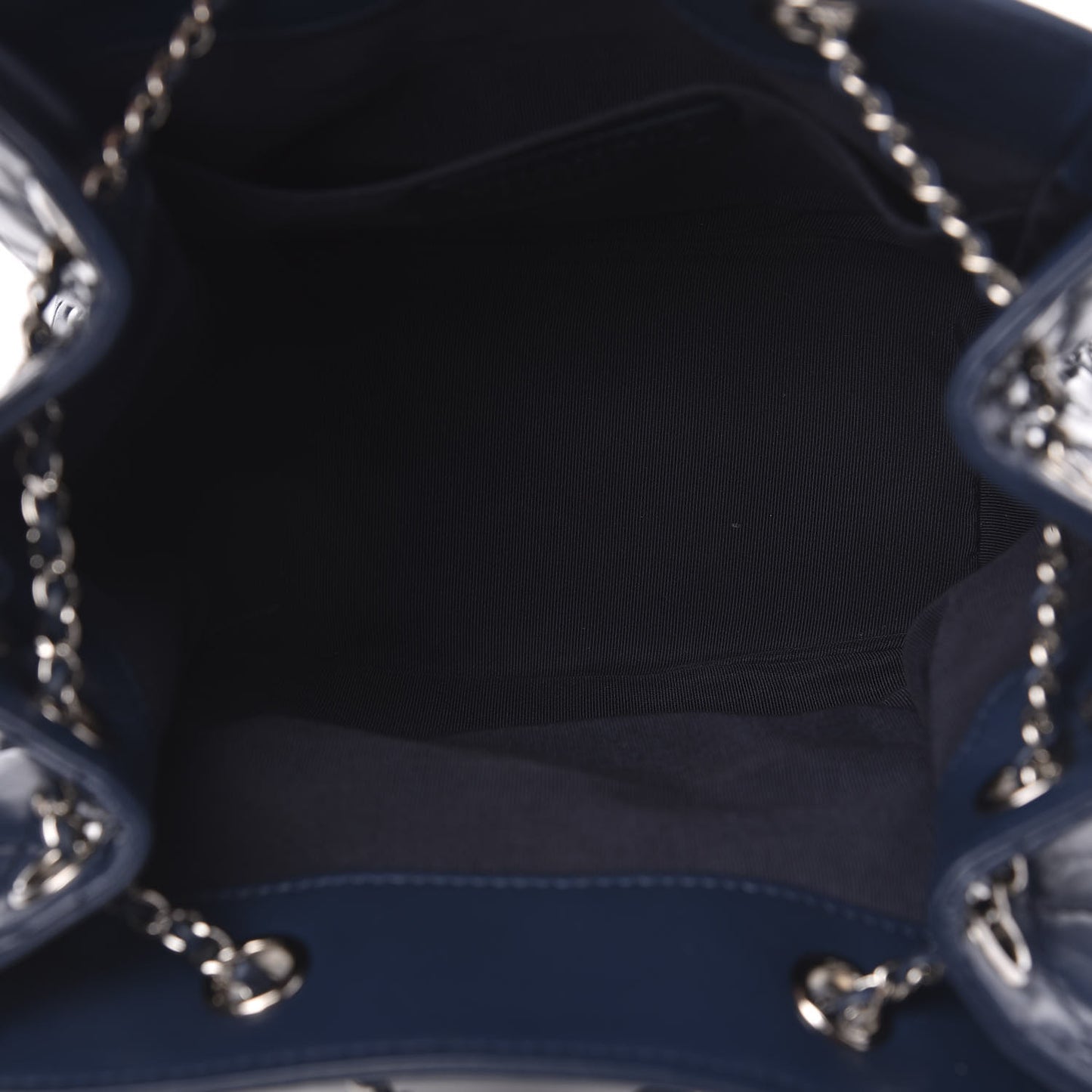 Aged Calfskin Quilted Small Drawstring Bag Blue