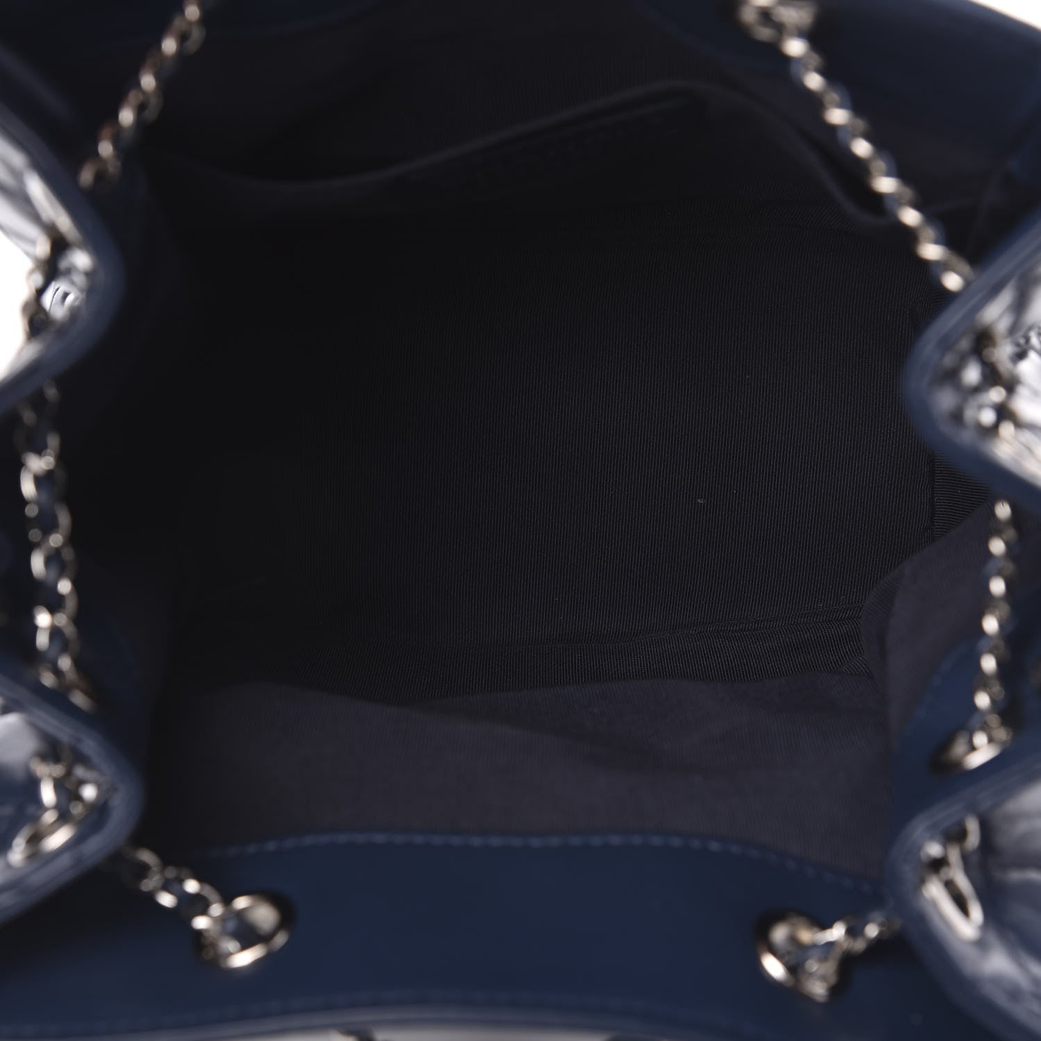 Chanel Aged Calfskin Quilted Small Drawstring Bag Blue 5 of 10