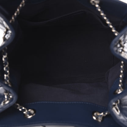 Chanel Aged Calfskin Quilted Small Drawstring Bag Blue 5 of 10