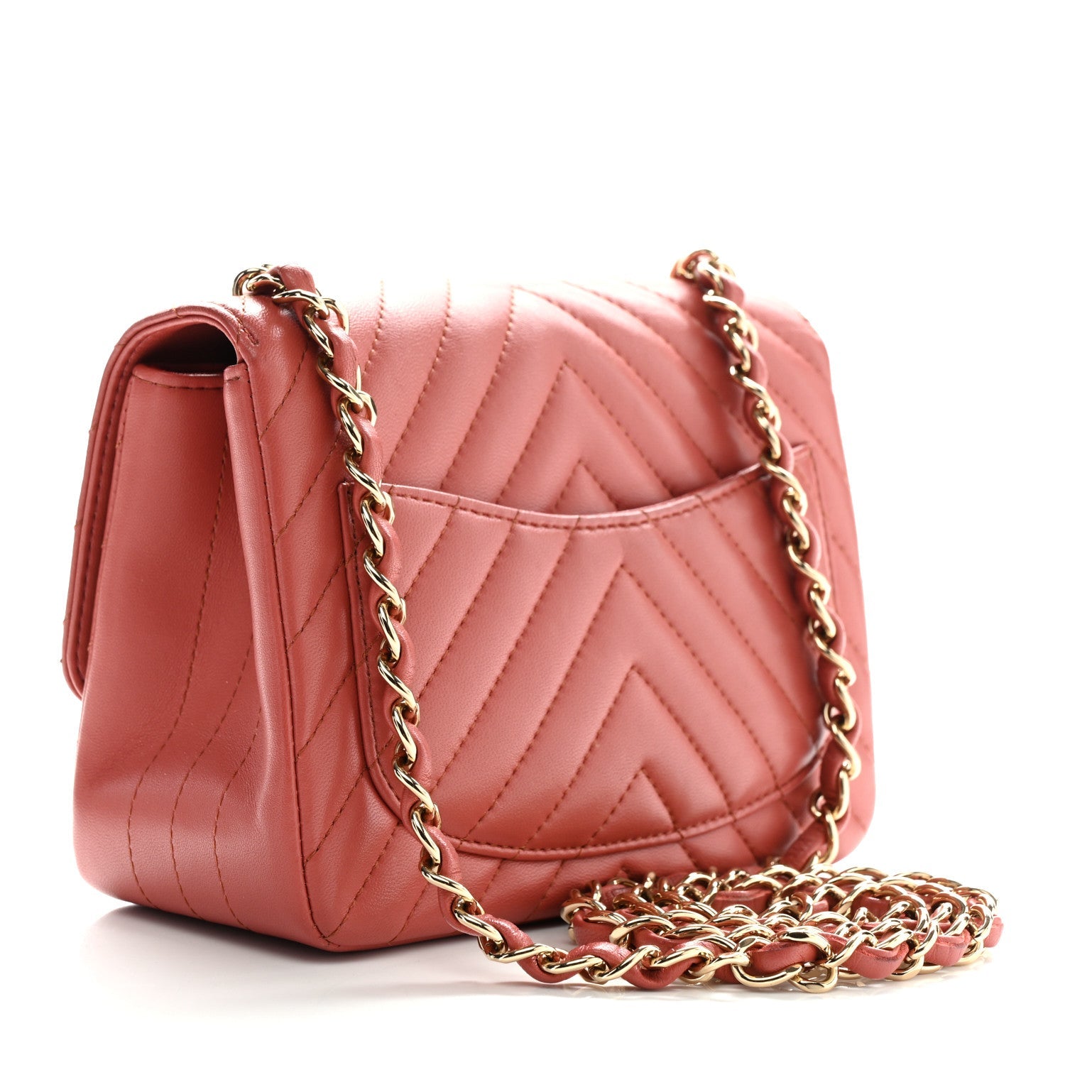 Chanel Lambskin Chevron Quilted Mini Square Flap Rosewood 3 of 10