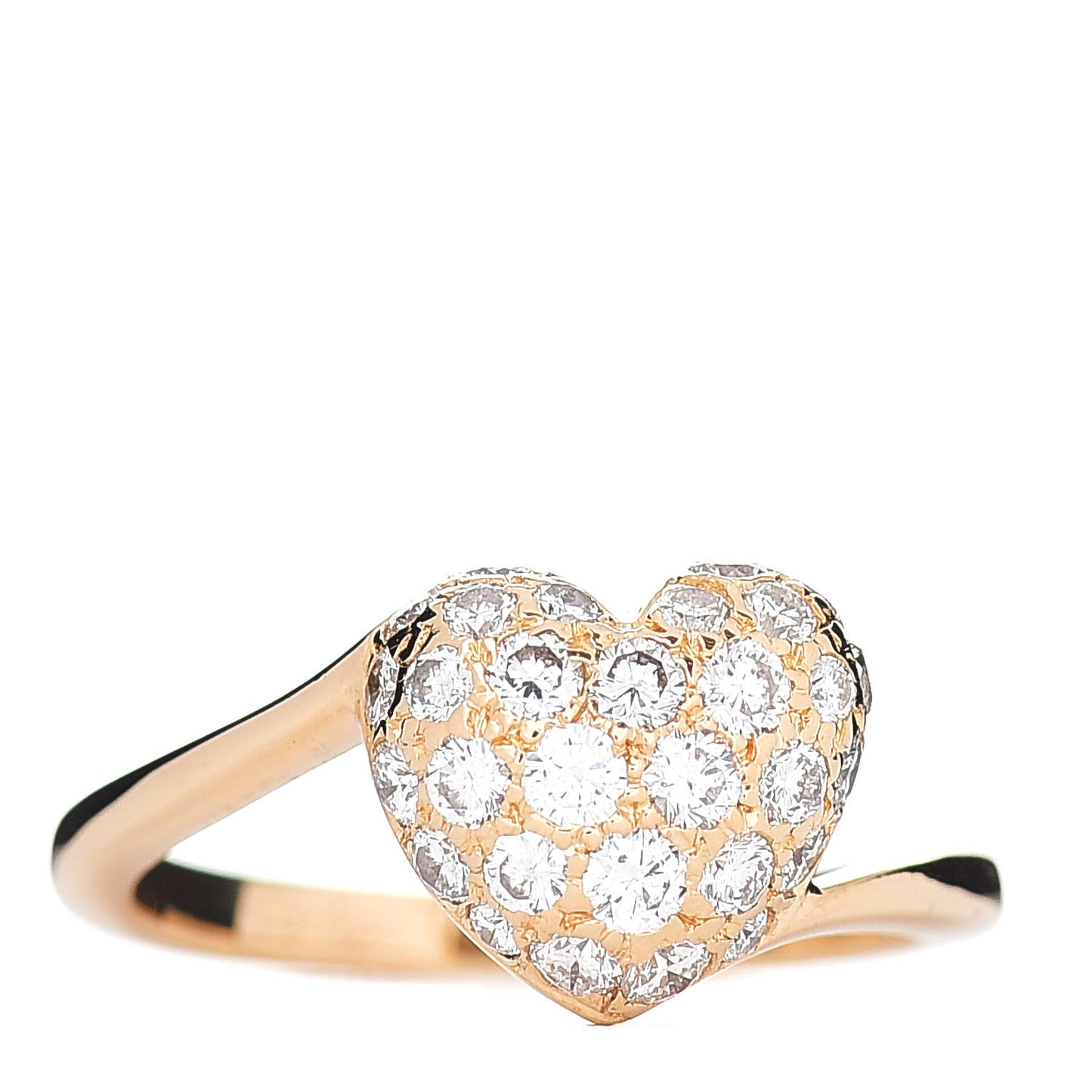 18K Yellow Gold Diamond Heart Ring 50 5.25