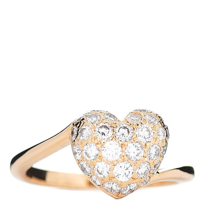 Cartier 18K Yellow Gold Diamond Heart Ring 50 5.25 1 of 4