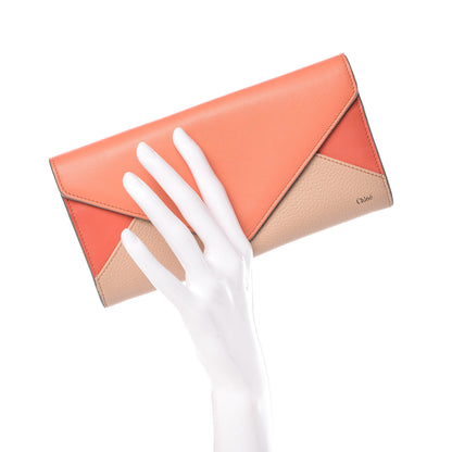 Chloe Calfskin Flap Long Wallet Orange Fizz 2 of 9
