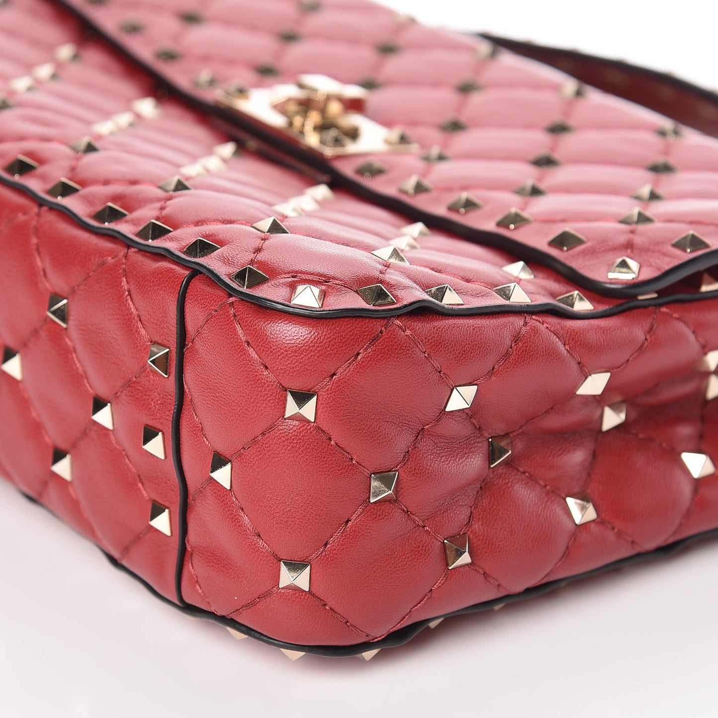 Nappa Medium Rockstud Spike Shoulder Bag Rosso Valentino