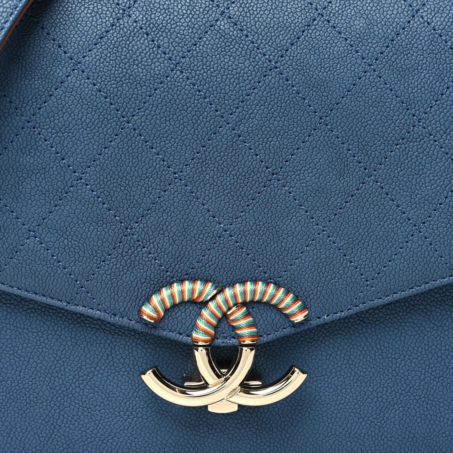 Chanel Grained Calfskin Quilted Cuba Flap Blue 8 of 10