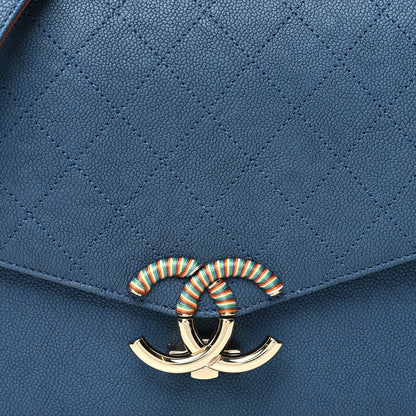 Chanel Grained Calfskin Quilted Cuba Flap Blue 8 of 10