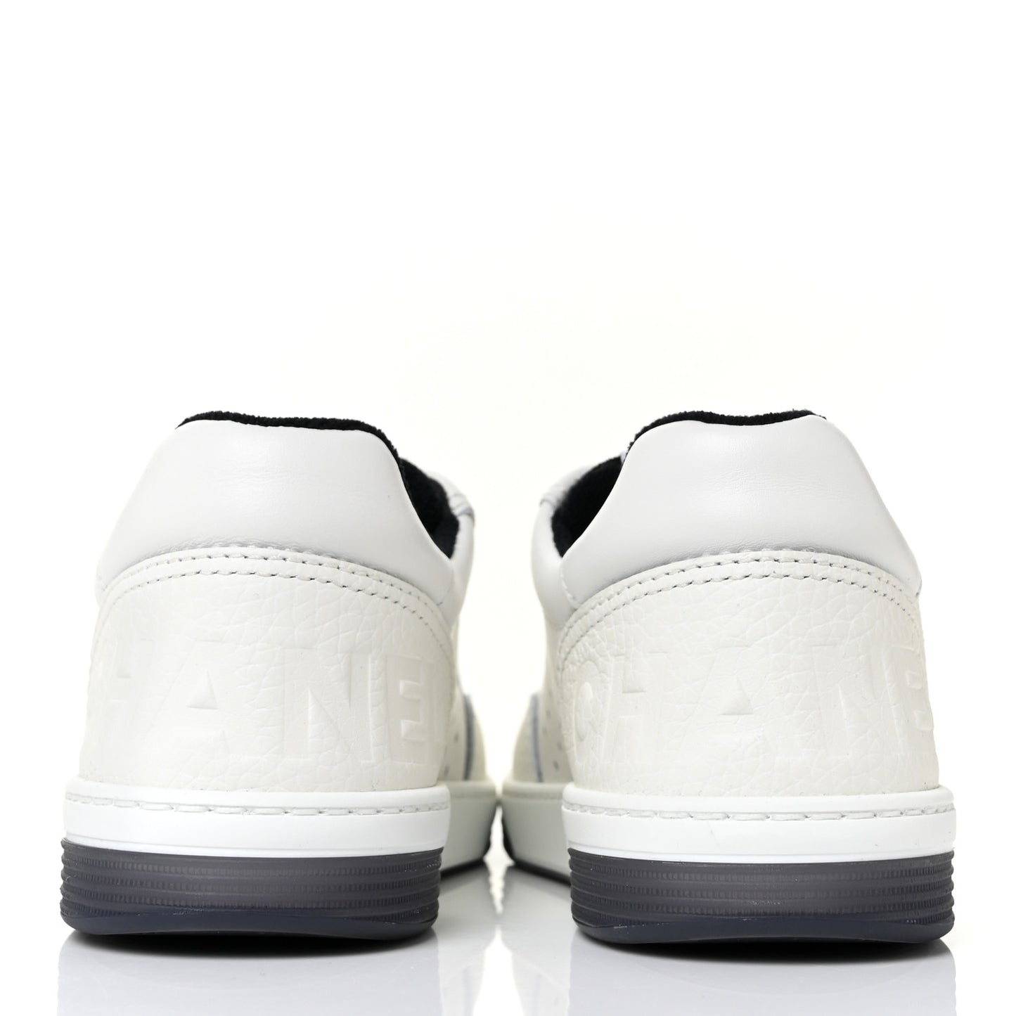 Grained Calfskin Fabric Womens Logo Sneakers 36 White Black
