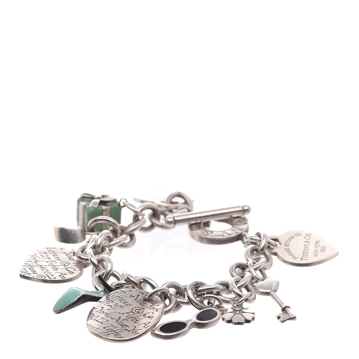 Sterling Silver Diamond Charm Toggle Bracelet