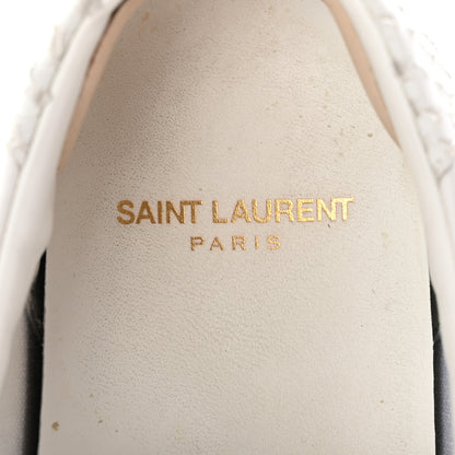 Saint Laurent Calfskin Snakeskin Embroidered Court Classic Sneakers 38.5 Panna 7 of 10