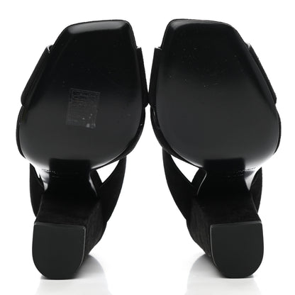 Saint Laurent Suede Oak Mule Sandals 37 Black 5 of 9