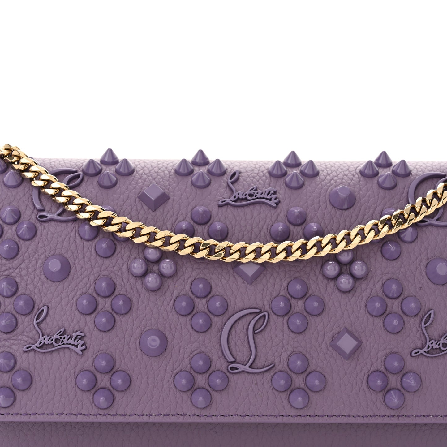 Calfskin Spikes Loubinthesky Paloma Clutch Parme