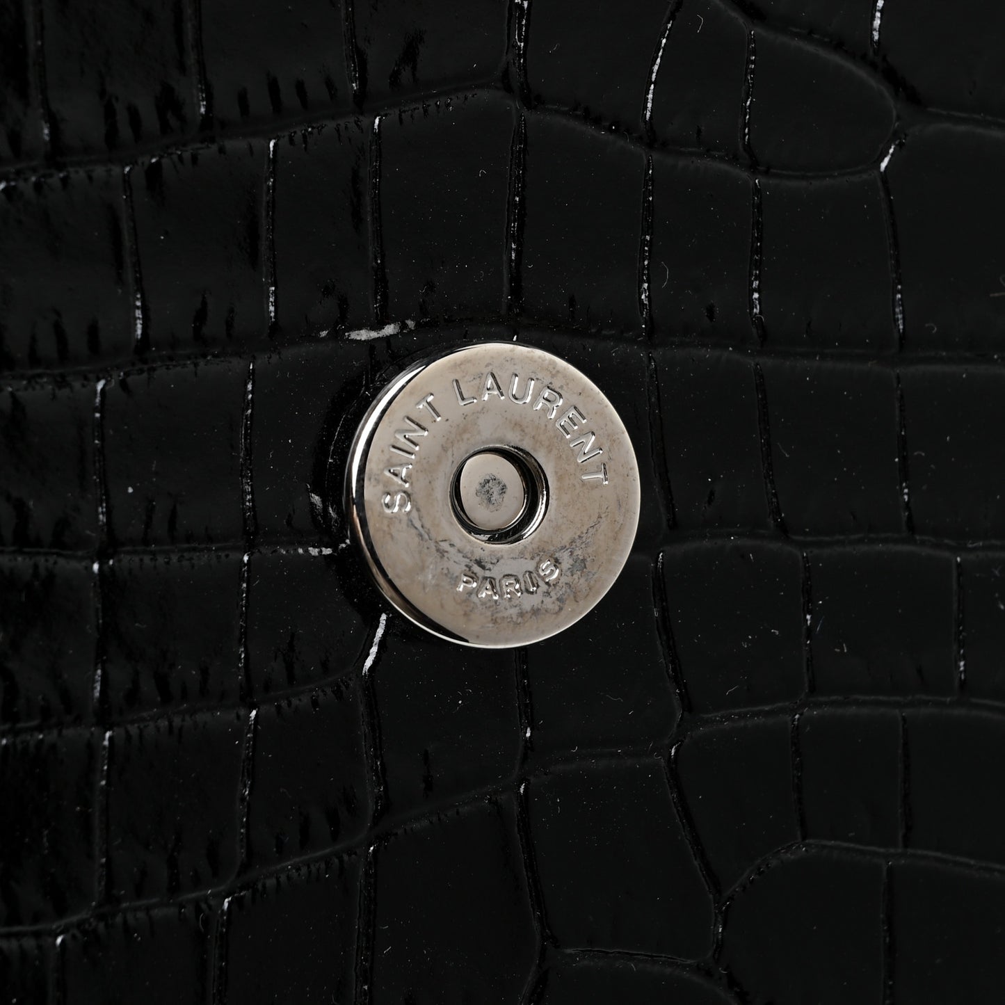 Calfskin Crocodile Embossed Medium Monogram Sunset Black
