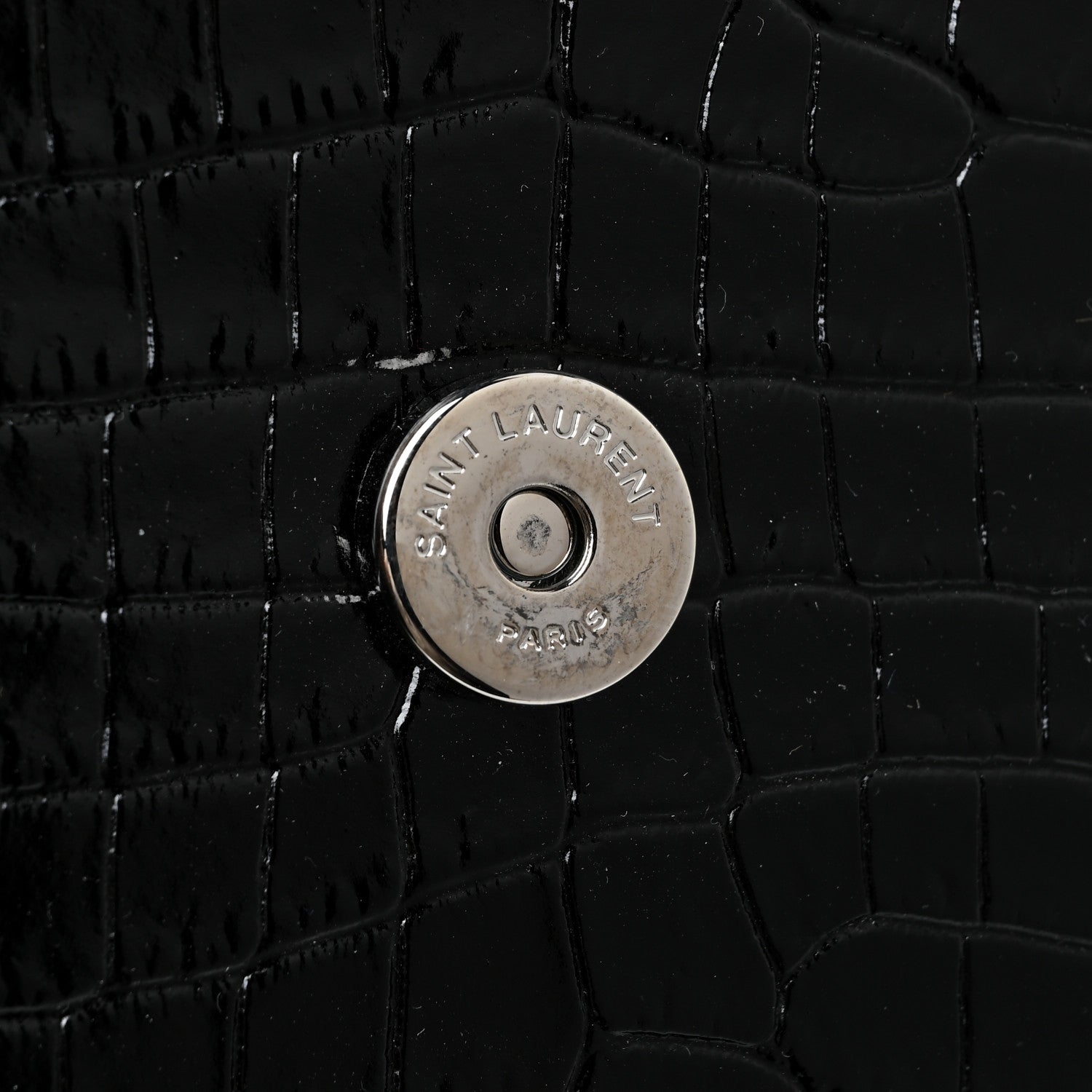 Saint Laurent Calfskin Crocodile Embossed Medium Monogram Sunset Black 13 of 16