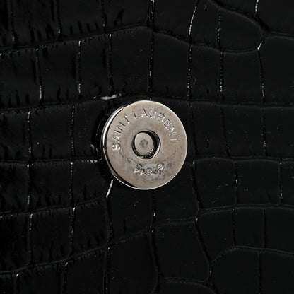 Saint Laurent Calfskin Crocodile Embossed Medium Monogram Sunset Black 13 of 16