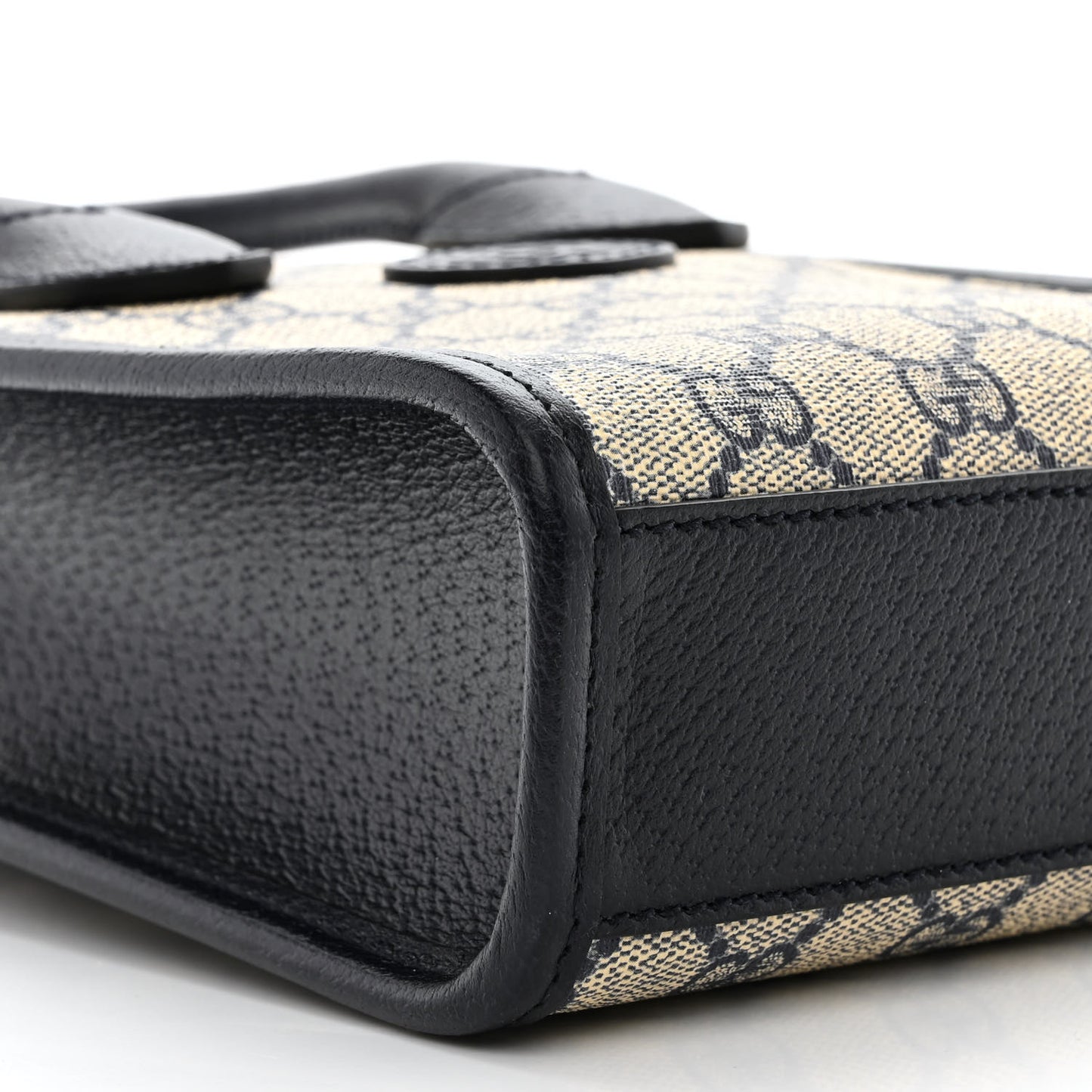 GG Supreme Monogram Textured Dollar Calfskin Mini Retro Interlocking G Tote Bag Beige Blue