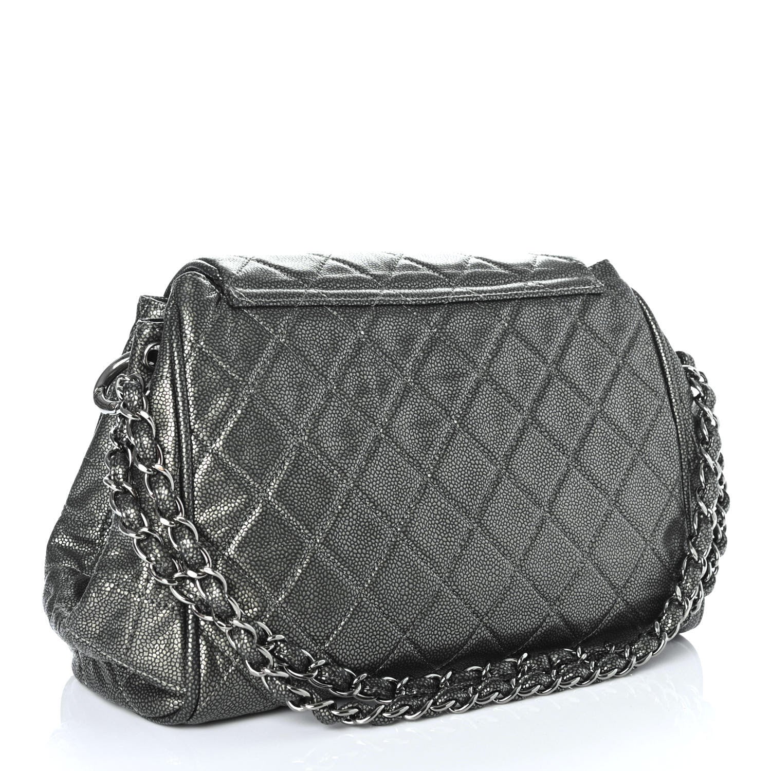 Chanel Metallic Caviar Quilted Timeless Accordion Flap Dark Silver 2 of 4