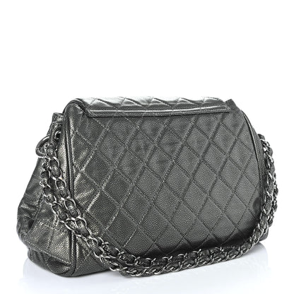 Chanel Metallic Caviar Quilted Timeless Accordion Flap Dark Silver 2 of 4