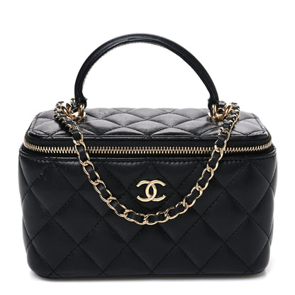 Chanel Lambskin Quilted Small Top Handle Vanity Case With Chain Black 1 of 11