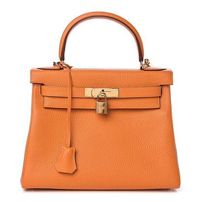 Hermes Taurillon Clemence Kelly Retourne 28 Abricot 1 of 38