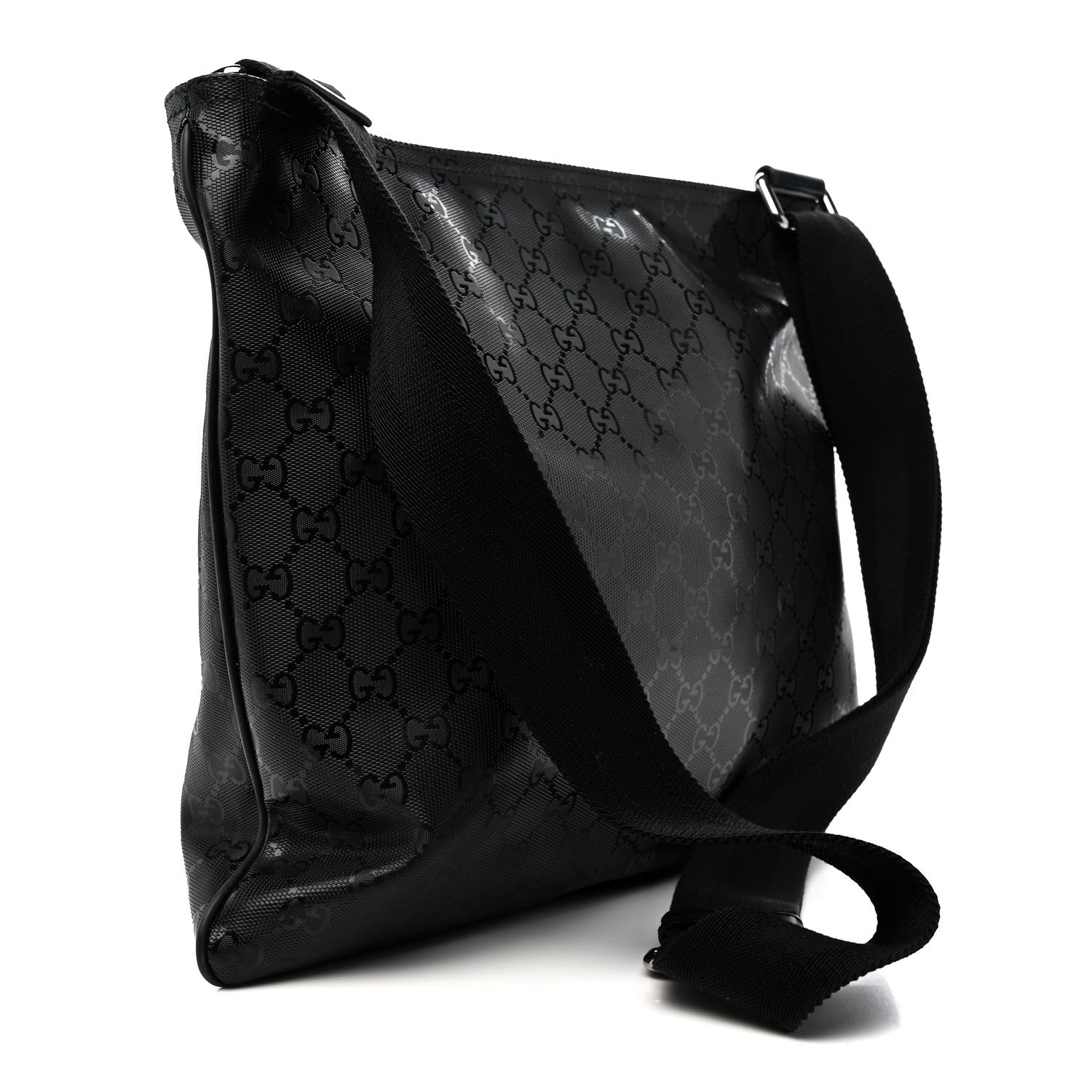 Gucci Imprime Monogram Medium Flat Messenger Bag Black 3 of 11