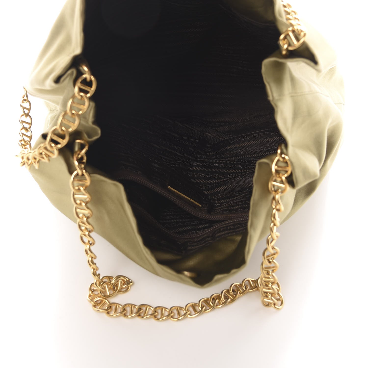 Prada Satin Rasso Chain Bag Light Green 5 of 12