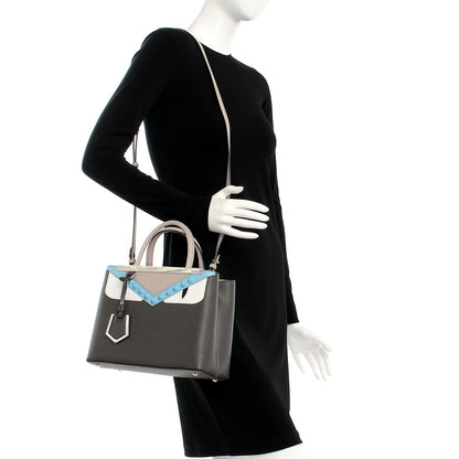Fendi Vitello Elite Monster Eyes Studded Petite 2Jours Tote Carbone White Multicolor 2 of 8