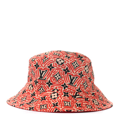 Louis Vuitton Nylon Canvas Monogram Giant Crafty Reversible Bucket Hat Creme Rouge 1 of 15