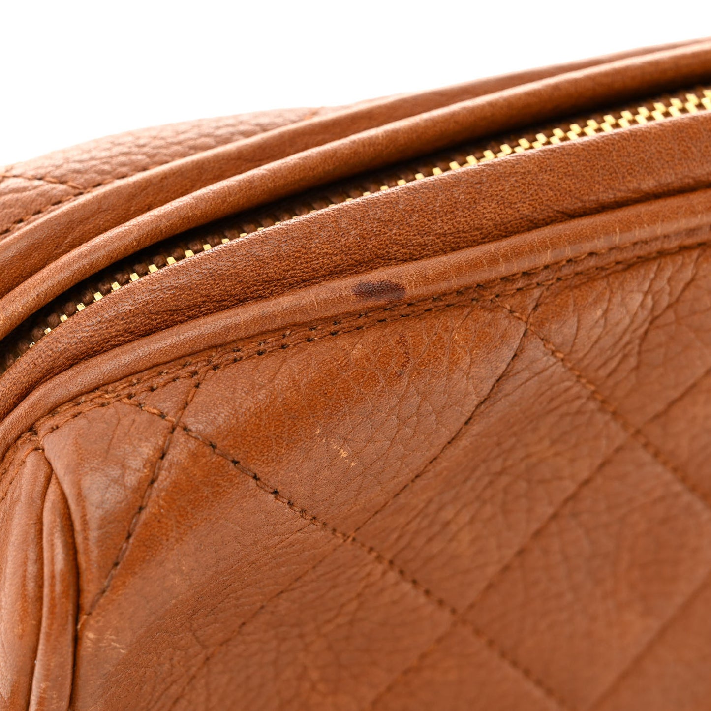 Caviar Quilted CC Camera Case Brown