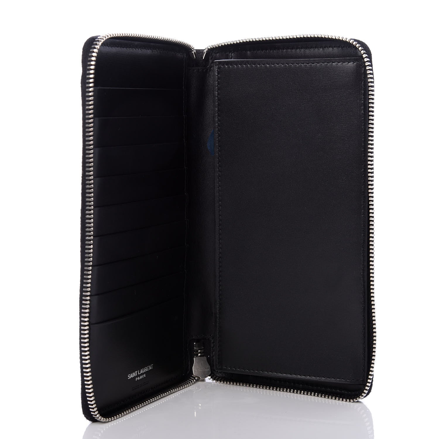 Saint Laurent Ultra Calfskin Monogram Mens Zip Around Continental Wallet Black 5 of 8